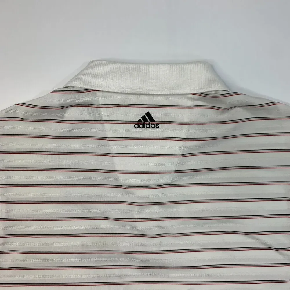 Adidas Golf Polo Shirt Mens S White Striped ClimaCool Lightweight Performance